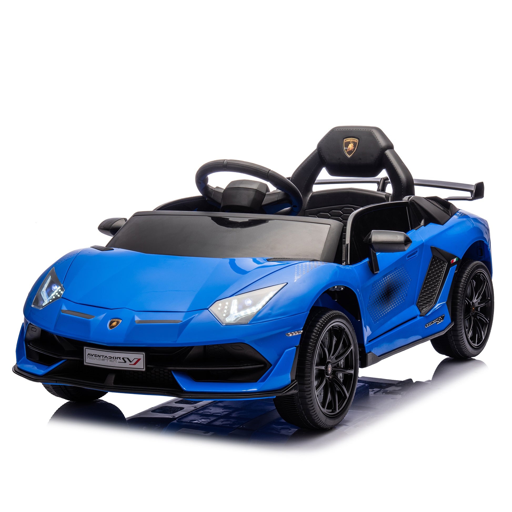 12V Kids Ride On Car W Parents Remote Control,Licensed Lamborghini Aventador Xago,Hydraulic Pressure Door,Slow Start,Early Education,Bluetooth,Adjustable Volume,Mp3,Usb,Led Lights For Kids Aged 2 4. Blue 50 99 Lbs Polypropylene