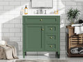 30'' Bathroom Vanity With Top Sink, Modern Bathroom Storage Cabinet With 2 Drawers And A Tip Out Drawer, Single Sink Bathroom Vanity 3 Green 1 2 Bathroom Freestanding Solid Wood Mdf Resin Painted