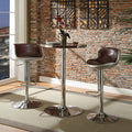 Vintage Brown And Aluminum Adjustable Stool With Swivel Brown Dining Room 1 Leather