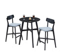 3 Pieces Bar Table Set,Modern Round Counter Height Pub Table, Wooden High Top With Bar Stools Pub Dining Set For Kitchen,Restaurant,Cocktail Bar,Black Black Solid Wood Mdf