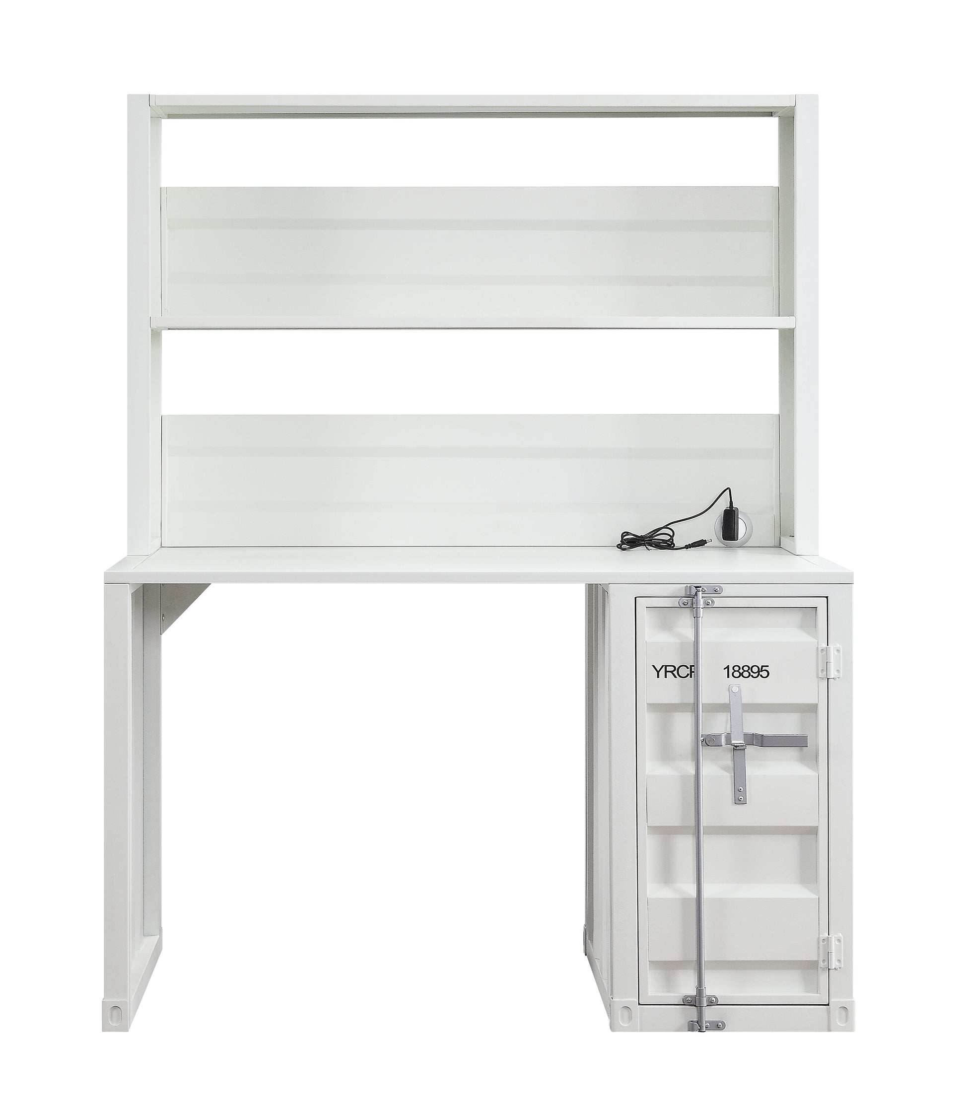 White 1 Door Writing Desk With Hutch White Writting Desk Office Industrial Freestanding Rectangular Hutch Iron