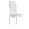 White Modern Minimalist Dining Chair Fireproof Leather Sprayed Metal Pipe Diamond Grid Pattern Restaurant Home Conference Chair Set Of 6 White Pu Leather