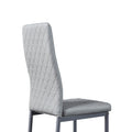 Light Gray Modern Minimalist Dining Chair Leather Sprayed Metal Pipe Diamond Grid Pattern Restaurant Home Conference Chair Set Of 4 Light Grey Leather Leather