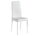 White Modern Minimalist Dining Chair Fireproof Leather Sprayed Metal Pipe Diamond Grid Pattern Restaurant Home Conference Chair Set Of 6 White Pu Leather