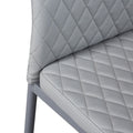 Light Gray Modern Minimalist Dining Chair Leather Sprayed Metal Pipe Diamond Grid Pattern Restaurant Home Conference Chair Set Of 4 Light Grey Leather Leather