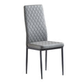 Light Gray Modern Minimalist Dining Chair Leather Sprayed Metal Pipe Diamond Grid Pattern Restaurant Home Conference Chair Set Of 4 Light Grey Leather Leather