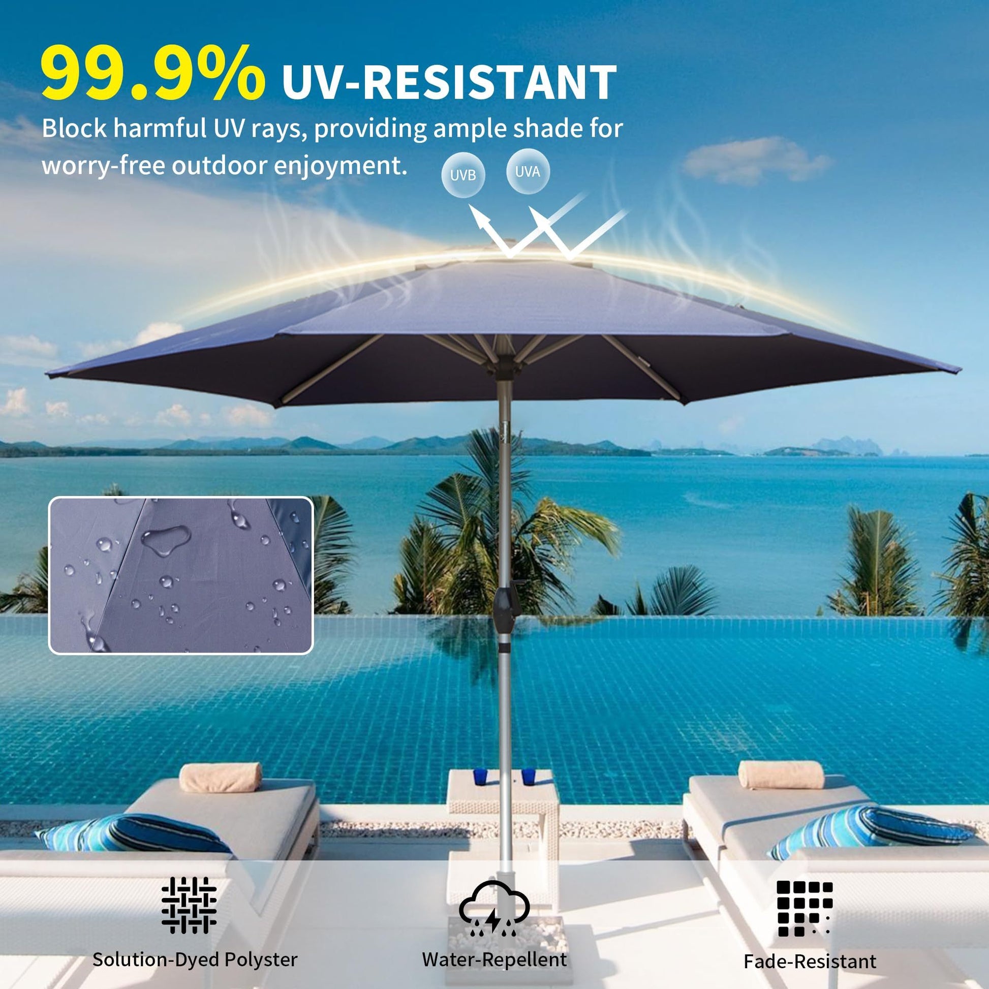 7 foot umbrellas for patio table 7.5Ft Patio Umbrella, Outdoor Table Umbrella With Push Button Tilt And Crank, Uv Protection Waterproof Market Sun Umbrella With 6 Sturdy Ribs For