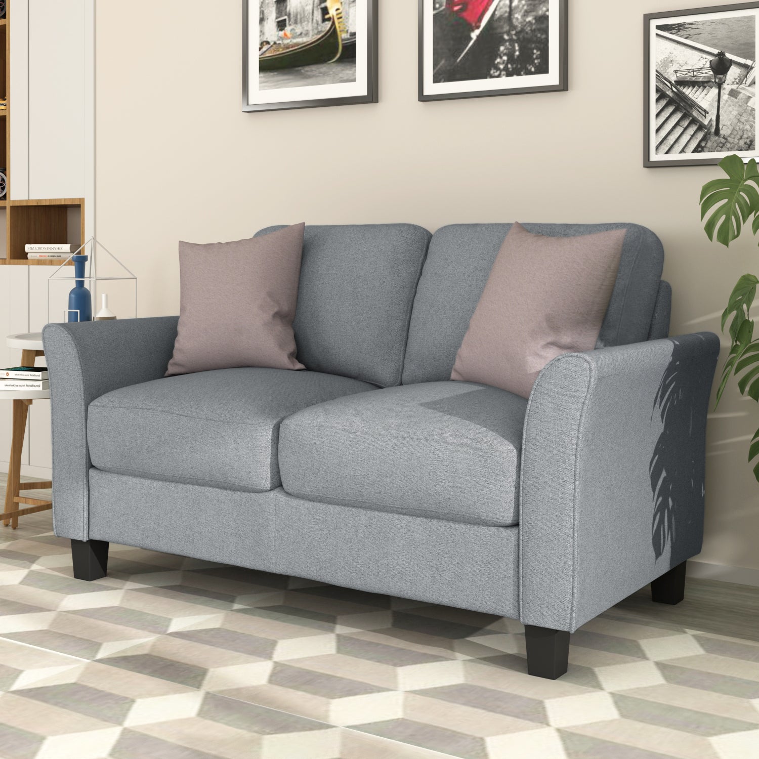 Living Room Furniture Love Seat Sofa Double Seat Sofa gray-fabric