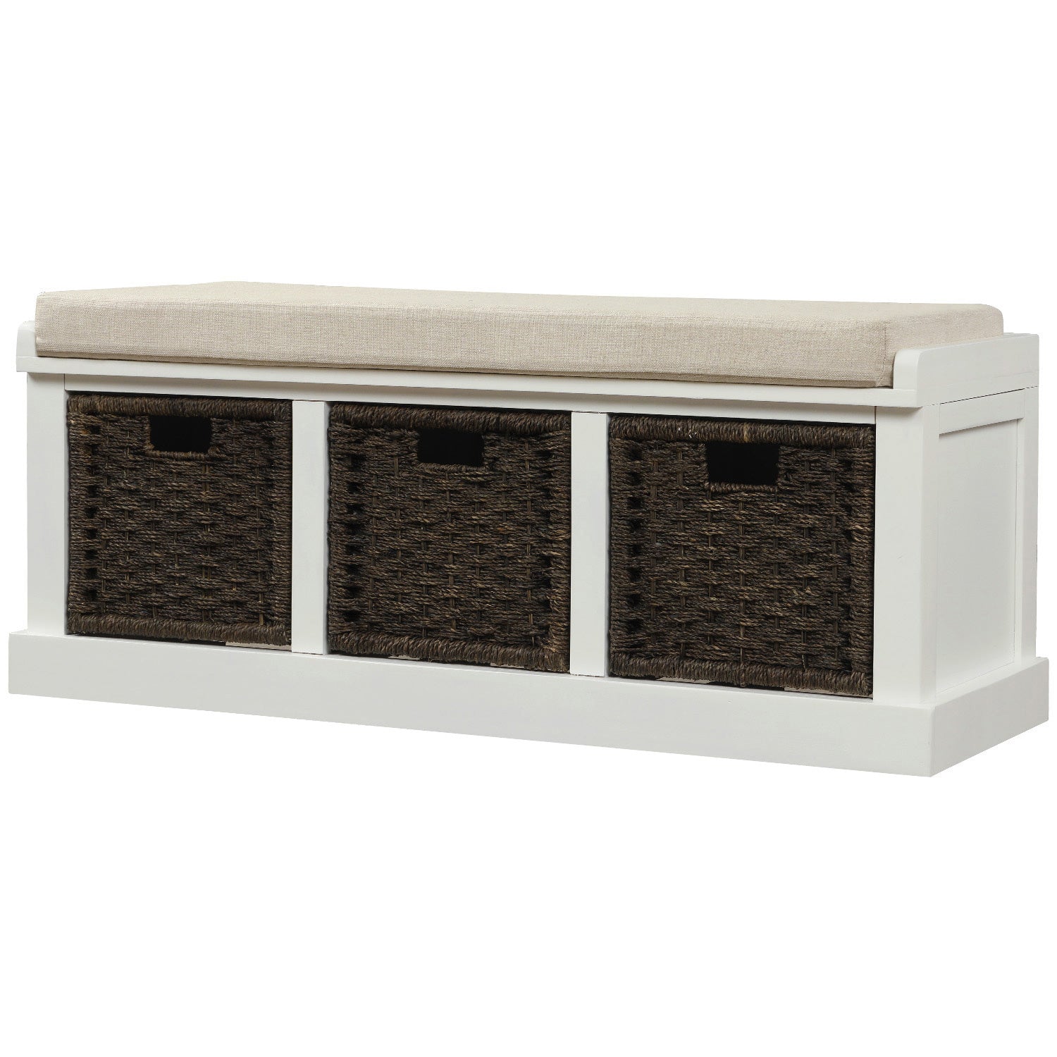 Rustic Storage Bench with 3 Removable Classic white-solid wood