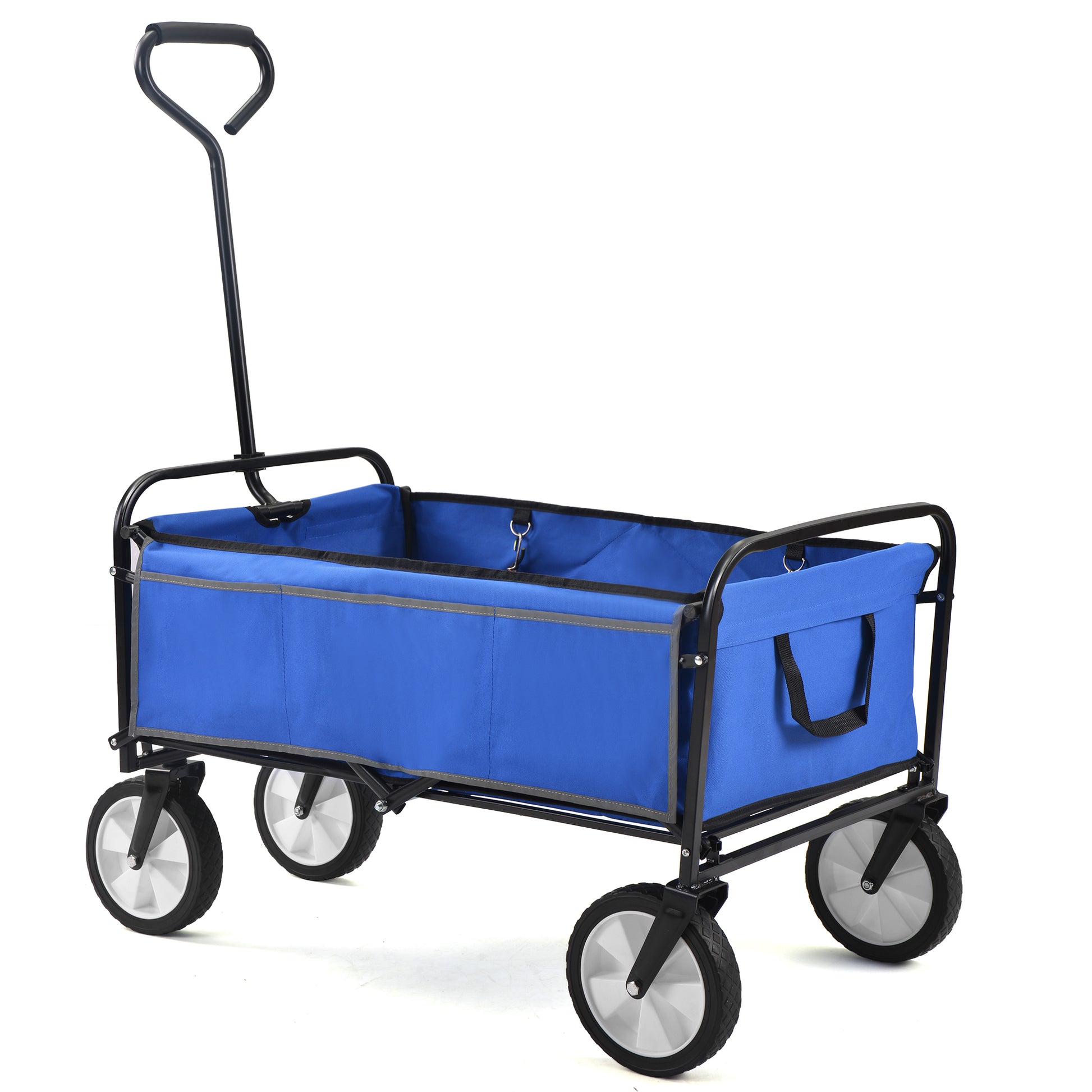 Folding Wagon Garden Shopping Beach Cart Blue Black Blue Marble Metal