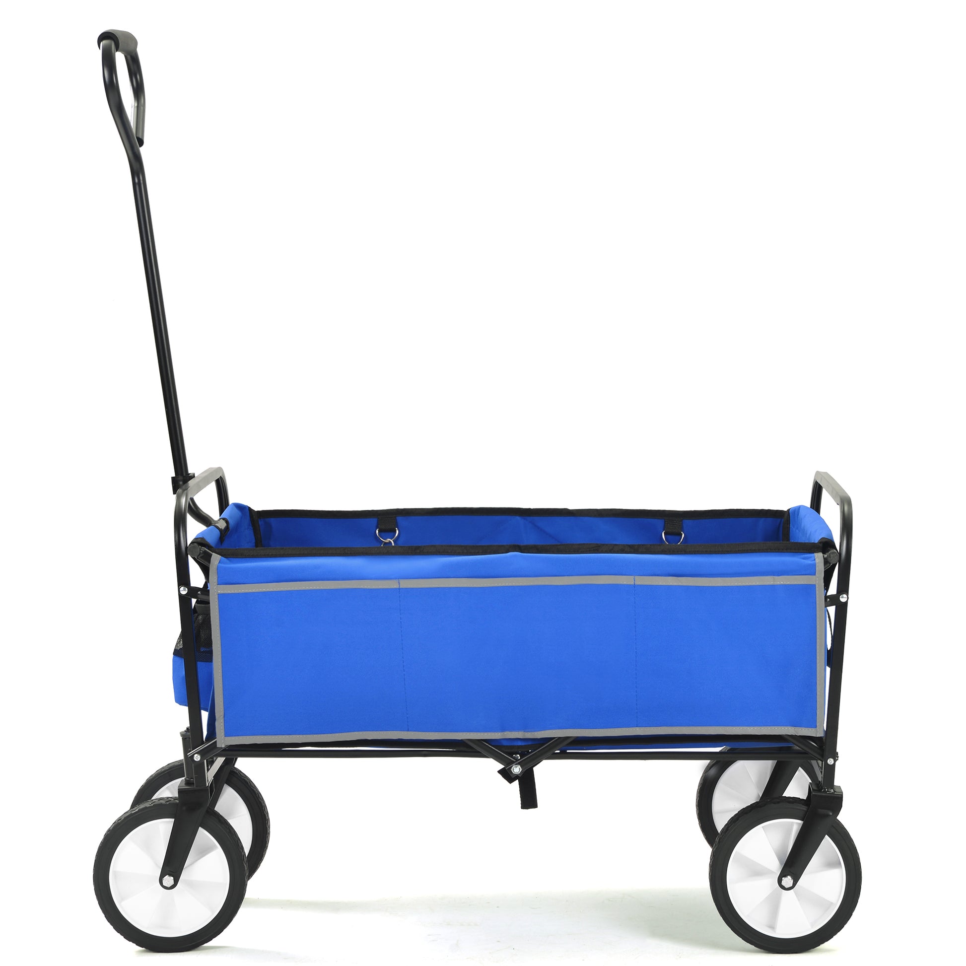 Folding Wagon Garden Shopping Beach Cart Blue Black Blue Marble Metal