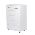 Six Drawer Side Table White White Mdf