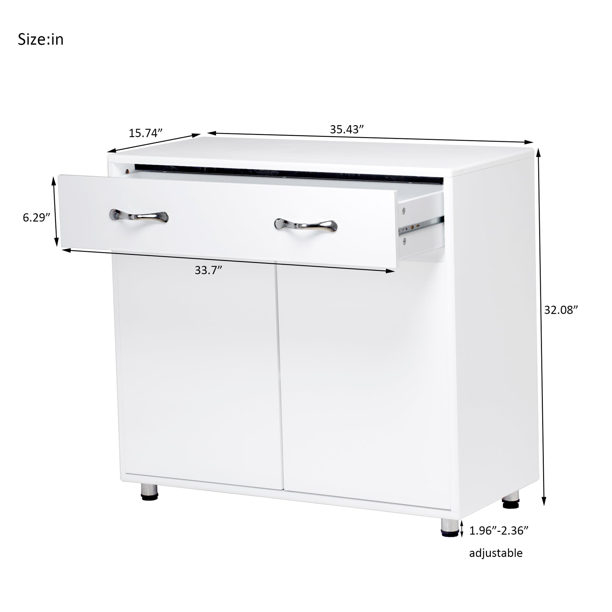 Two Door Side Table White White Mdf