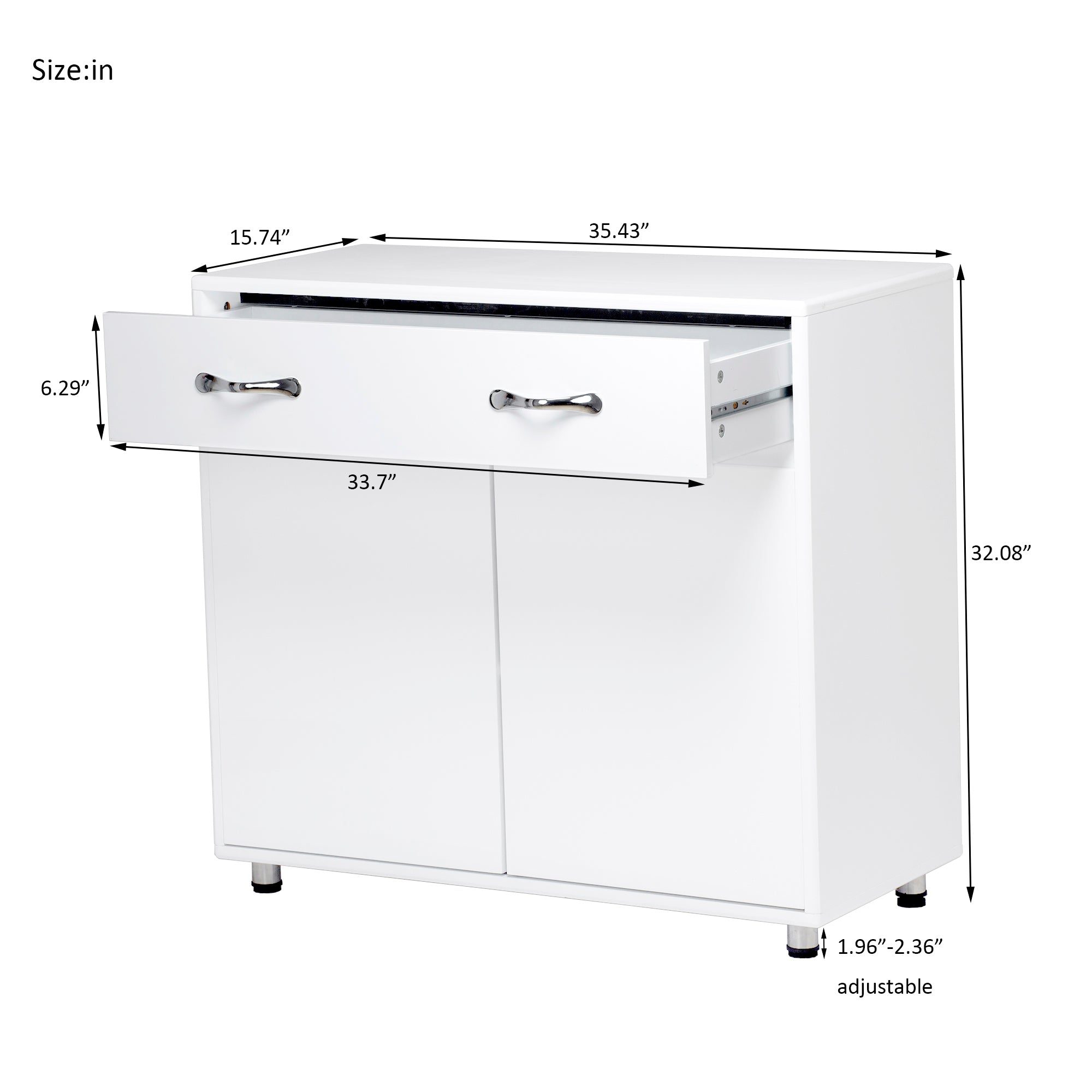 Two door Side Table White white-mdf