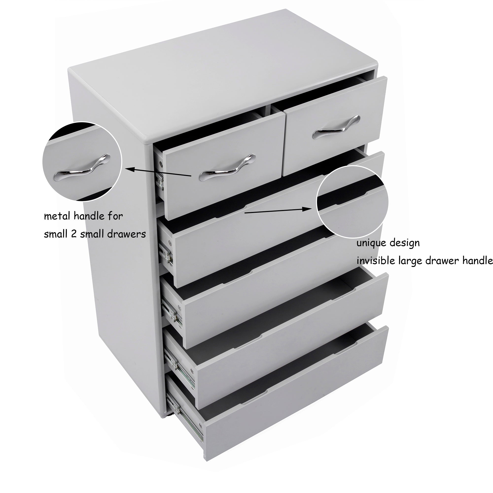 Six drawer side table Grey grey-mdf