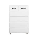 Six Drawer Side Table White White Mdf