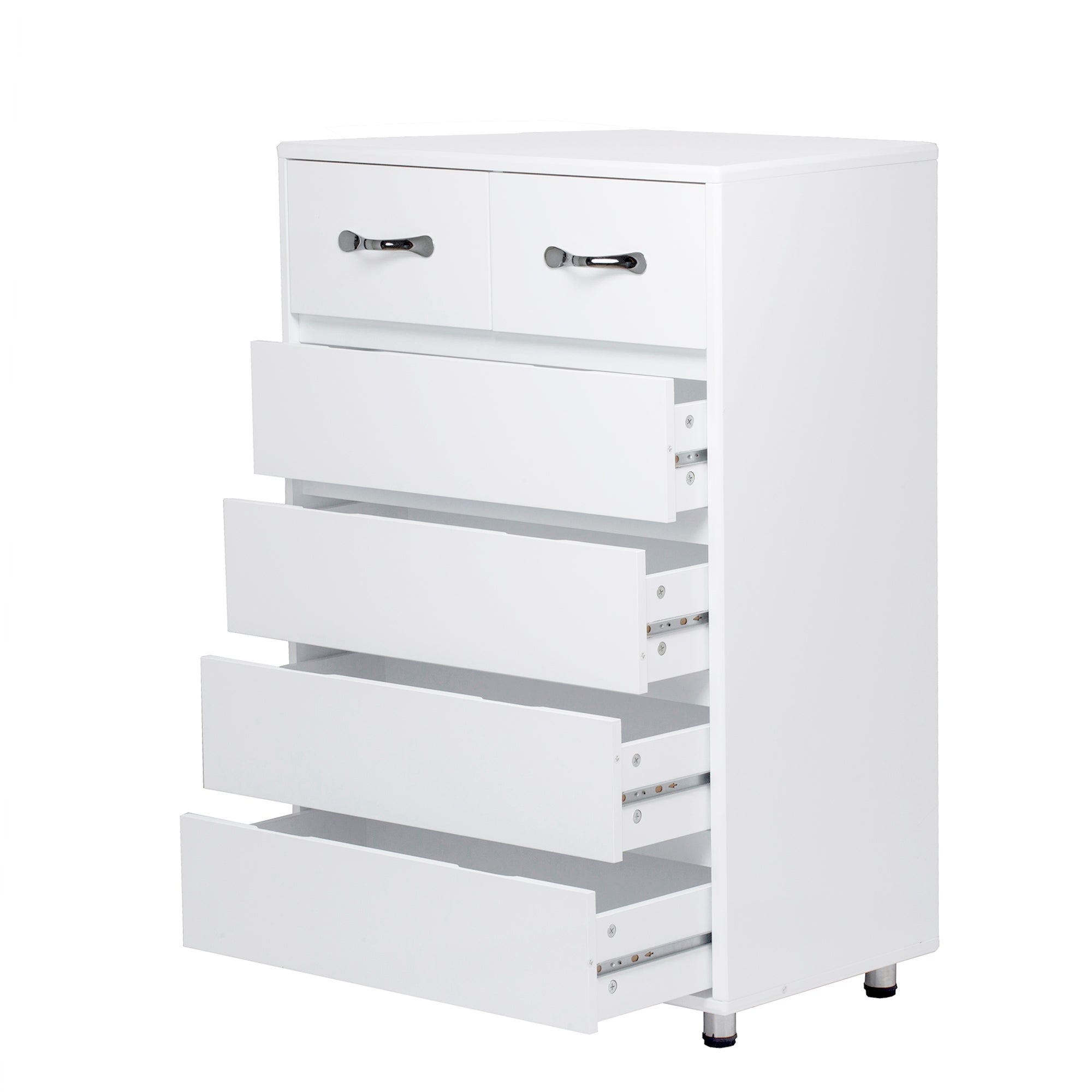 Six drawer side table white white-mdf