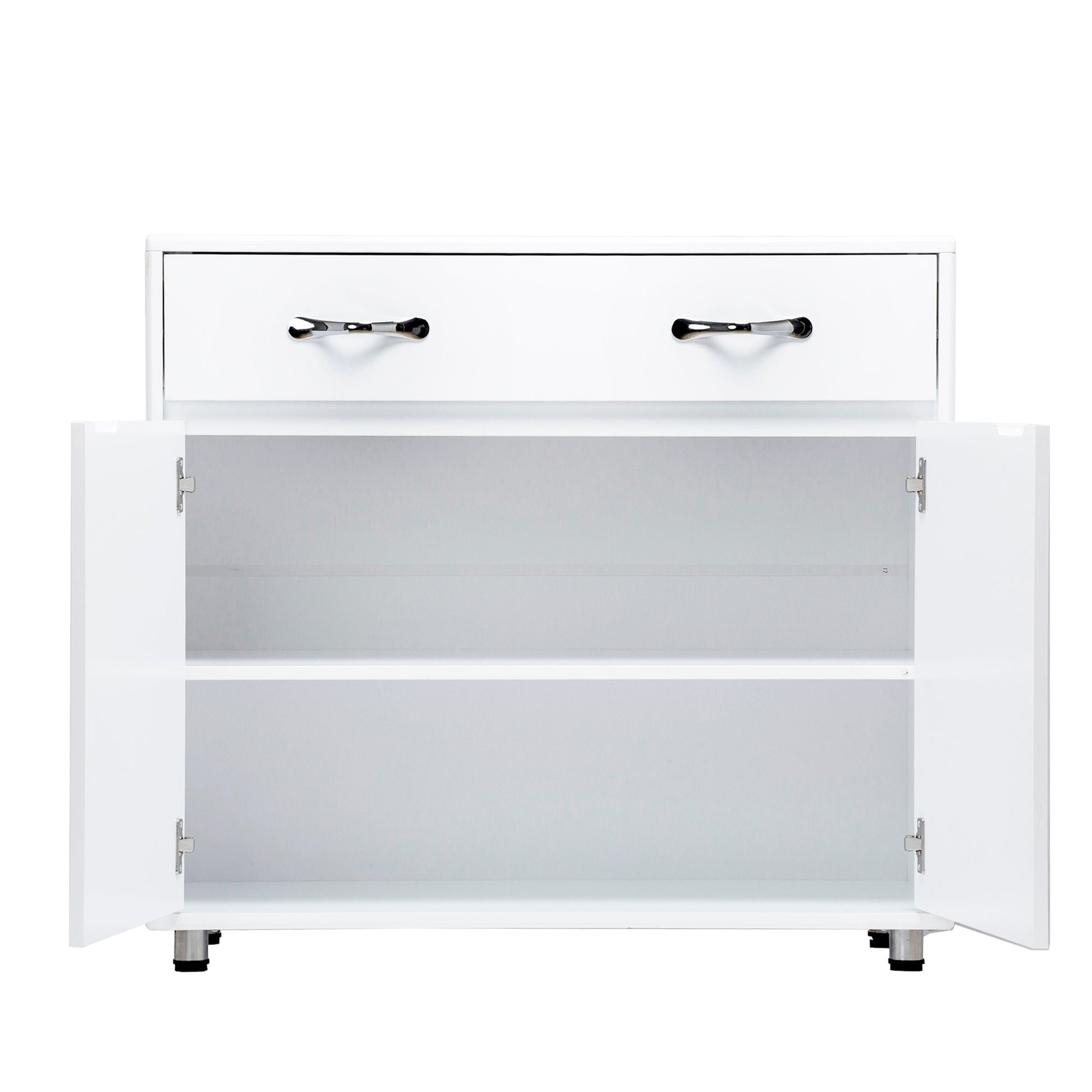 Two Door Side Table White White Mdf