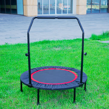 40 Inch Mini Exercise Trampoline For Adults Or Kids Indoor Fitness Rebounder Trampoline With Safety Pad Max. Load 300Lbs Black Metal