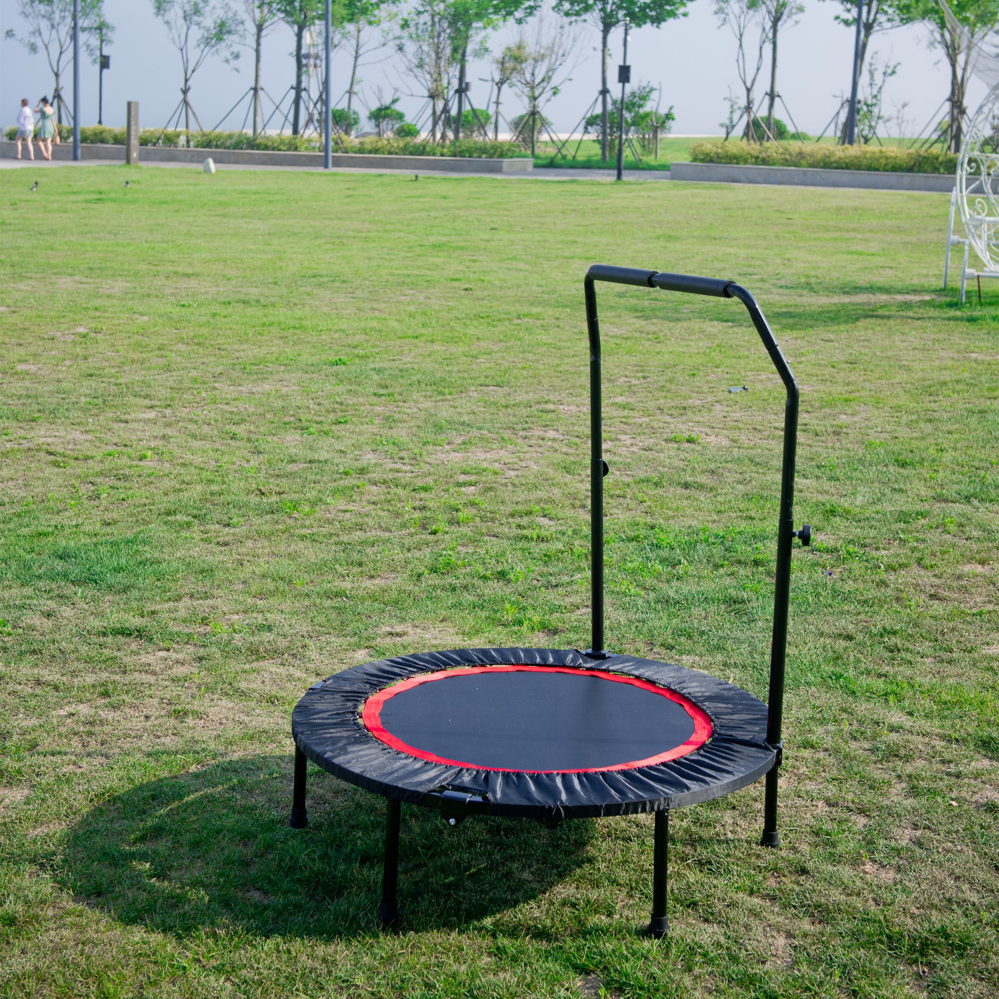 40 Inch Mini Exercise Trampoline For Adults Or Kids Indoor Fitness Rebounder Trampoline With Safety Pad Max. Load 300Lbs Black Metal