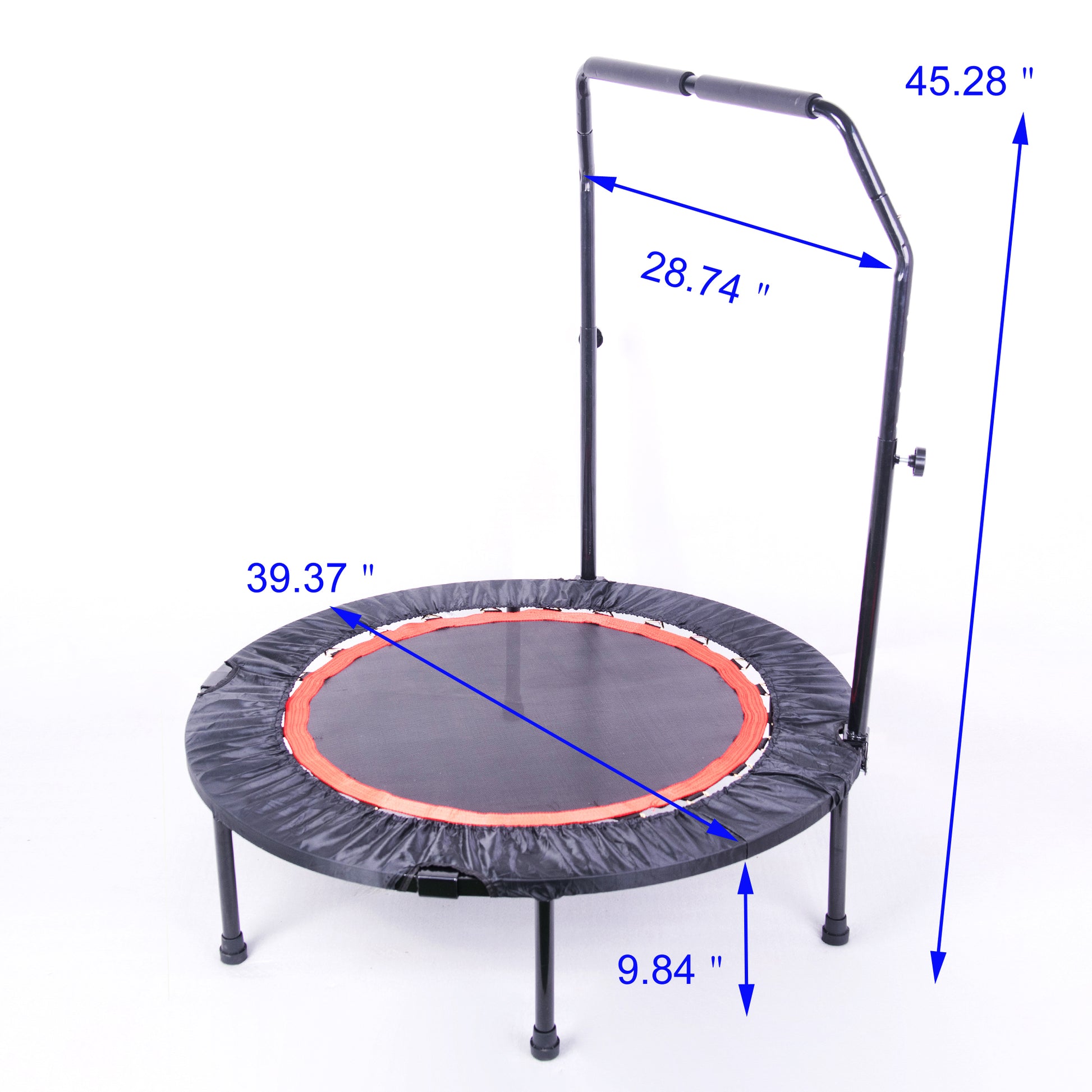 40 Inch Mini Exercise Trampoline For Adults Or Kids Indoor Fitness Rebounder Trampoline With Safety Pad Max. Load 300Lbs Black Metal