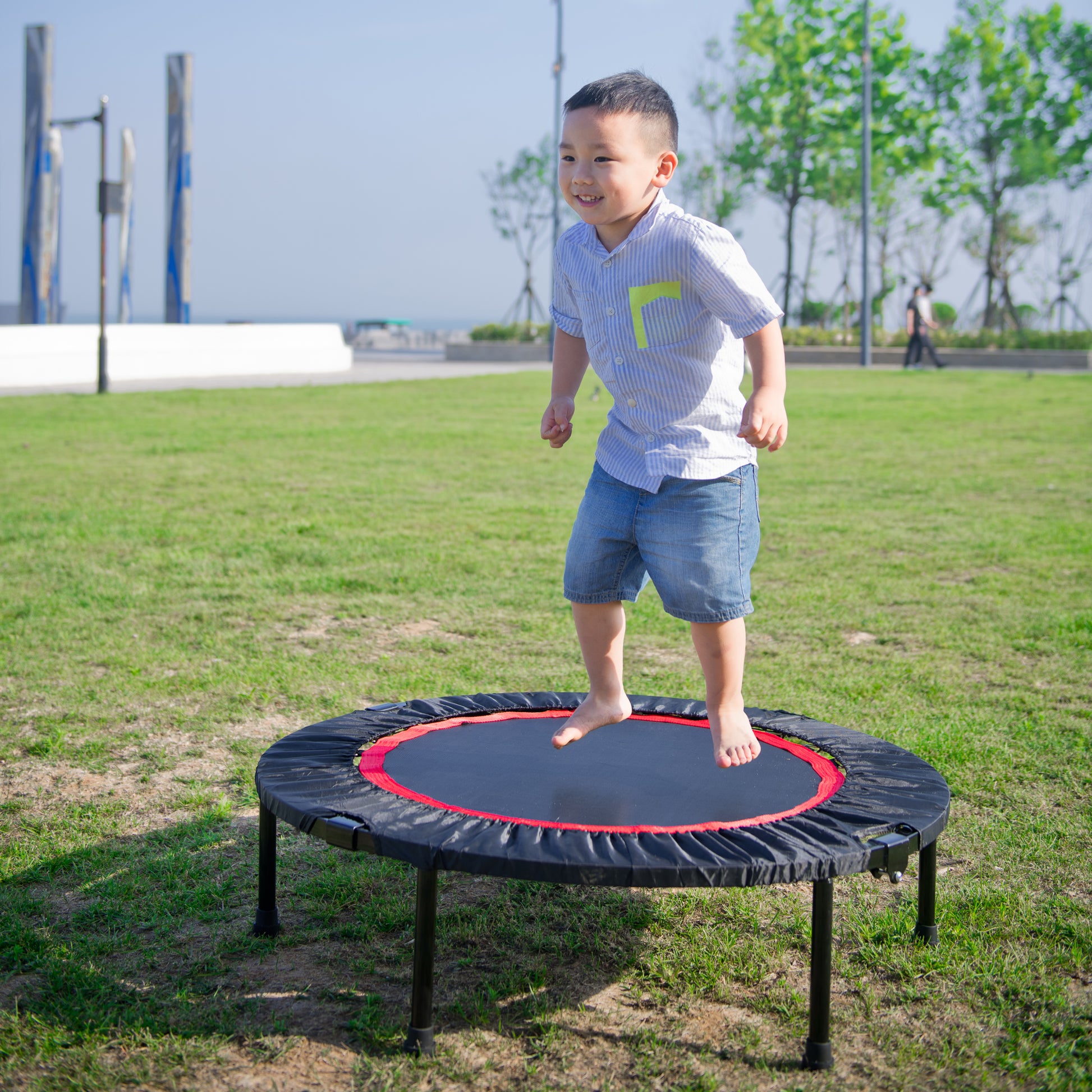 40 Inch Mini Exercise Trampoline For Adults Or Kids Indoor Fitness Rebounder Trampoline With Safety Pad Max Black Steel