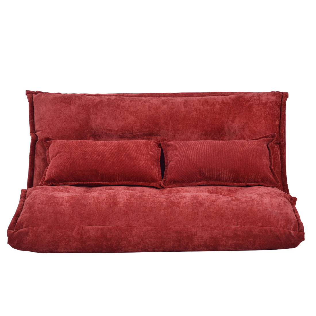 Orisfur. Lazy Sofa Adjustable Folding Futon Sofa Video Gaming Sofa With Two Pillows Red Foam Polyester