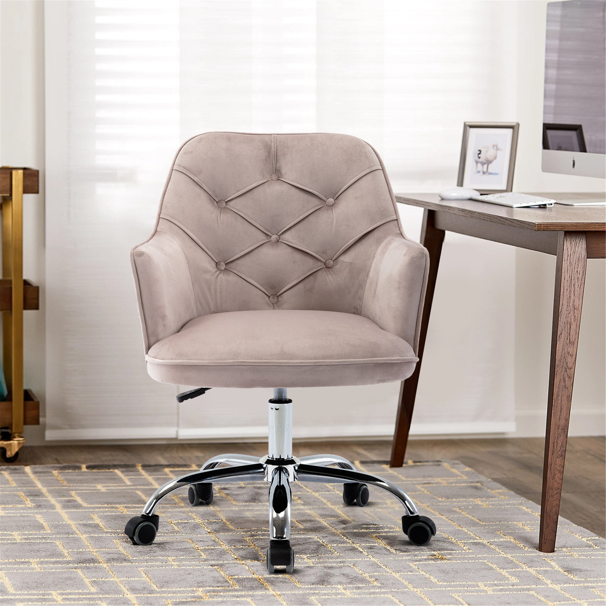 COOLMORE Velvet Swivel Shell Chair for Living Room gray-metal