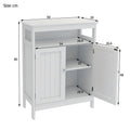 Bathroom Standing Storage With Double Shutter Doors Cabinet White White Mdf