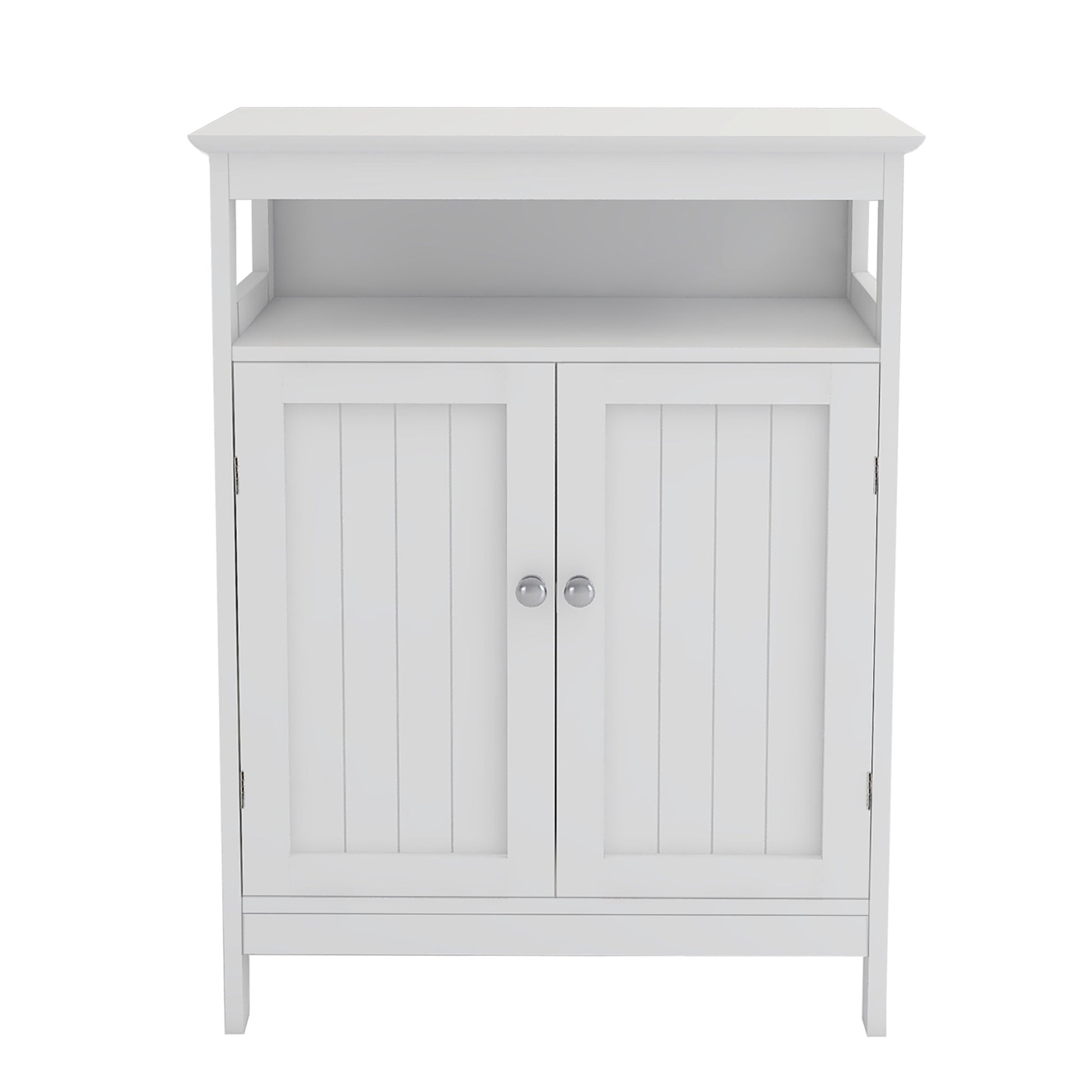 Bathroom Standing Storage With Double Shutter Doors Cabinet White White Mdf