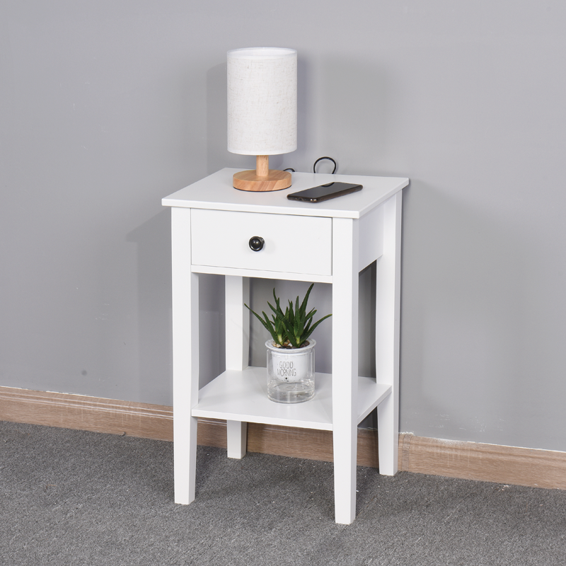 White Bathroom Floor Standing Storage Table With A Drawer White Mdf