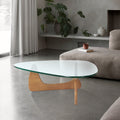 Light Walnut Triangle Coffee Table Wood Base For Living Room Walnut Solid Wood