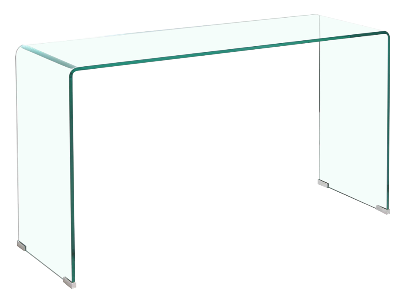 Glass Console Table, Transparent Tempered Glass Console Table With Rounded Edges Desks, Sofa Table Transparent Glass