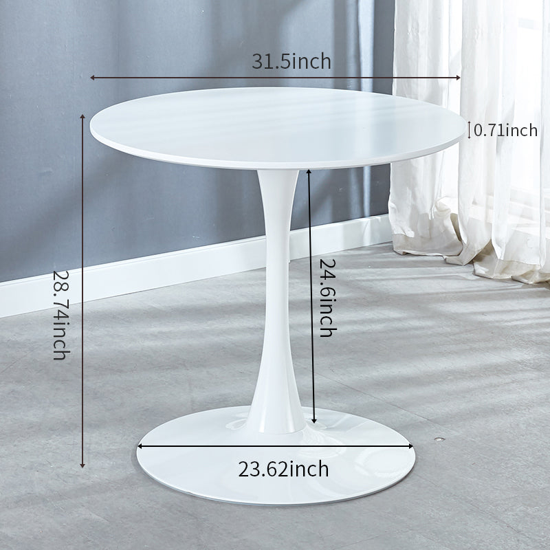 31.5"White Tulip Table Mid Century Dining Table For 2 4 People With Round Mdf Table Top, Pedestal Dining Table, End Table Leisure Coffee Table White Mdf