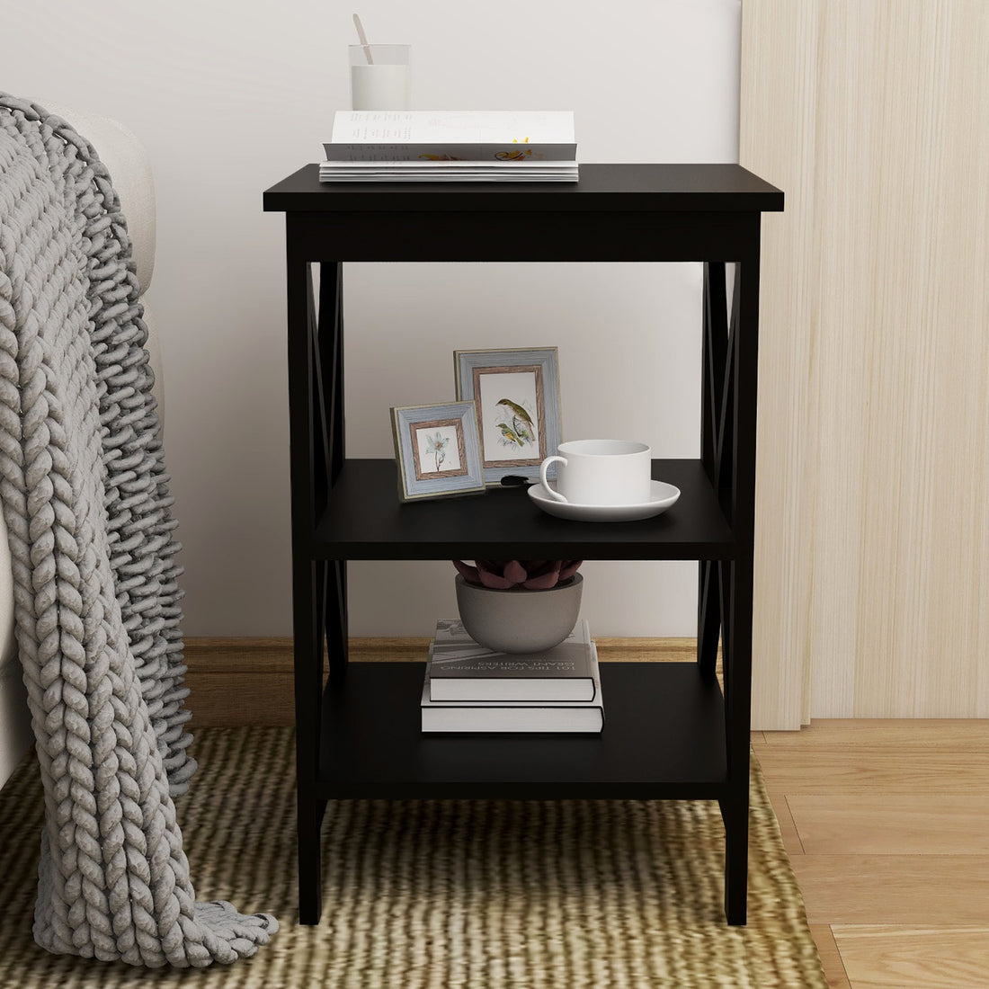 Oxford Small Side Table Black Mdf Material Legs Black Mdf