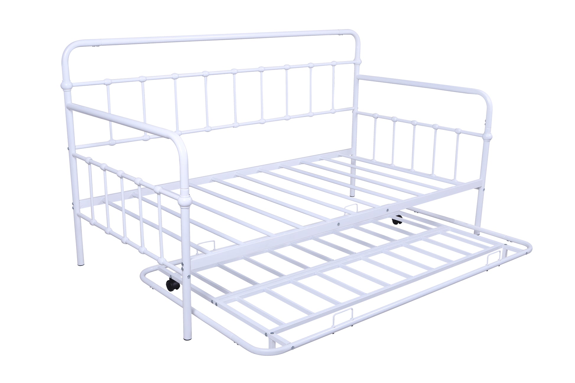 Metal Frame Daybed With Trundle White Metal