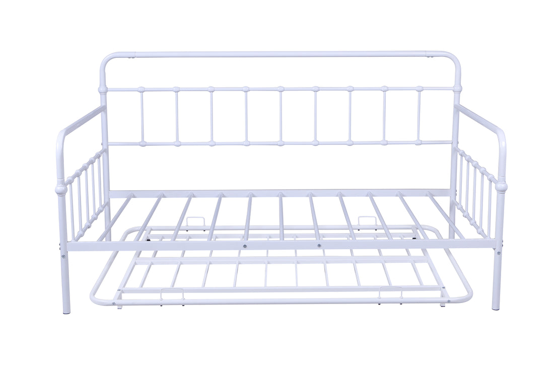 Metal Frame Daybed With Trundle White Metal