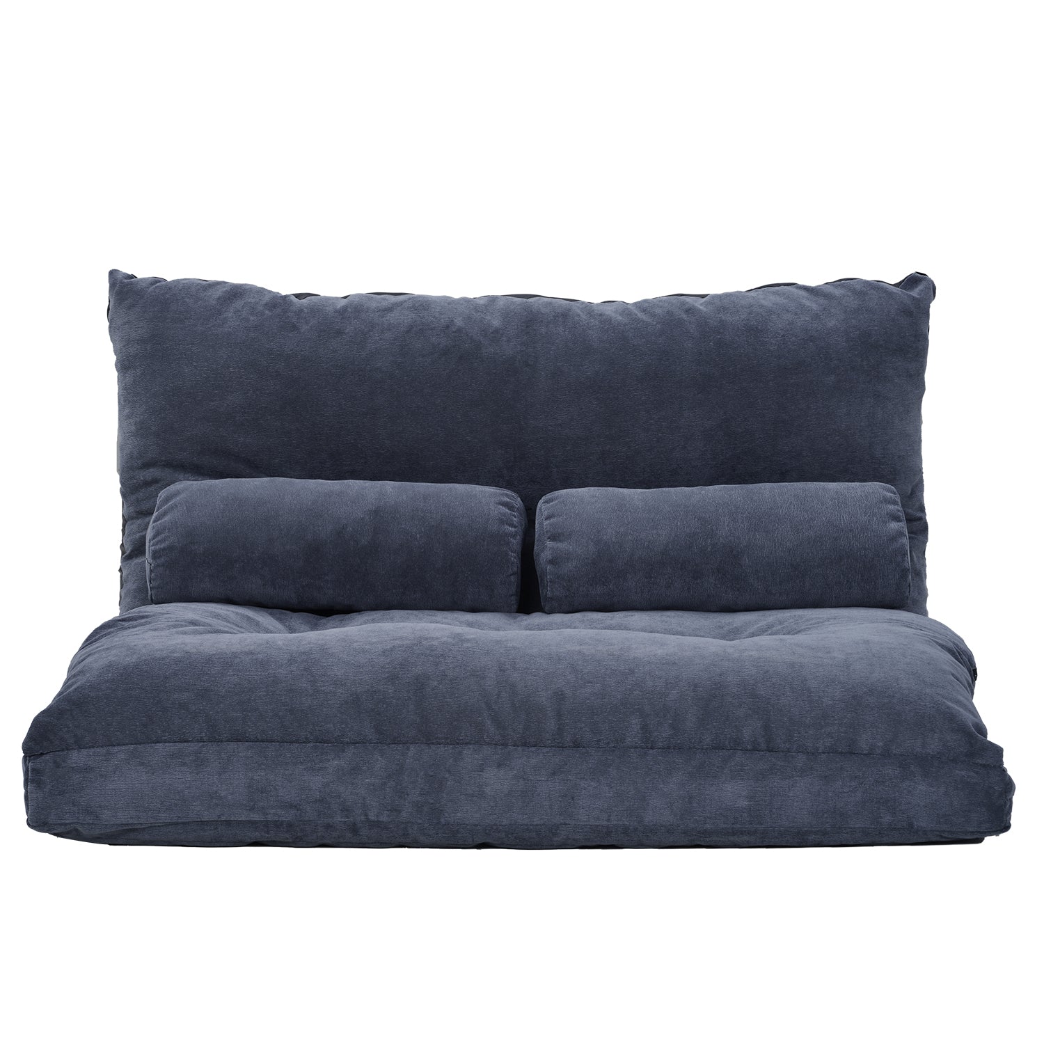 Orisfur. Lazy Sofa Adjustable Folding Futon Sofa Video Gaming Sofa With Two Pillows Antique Navy Foam Polyester