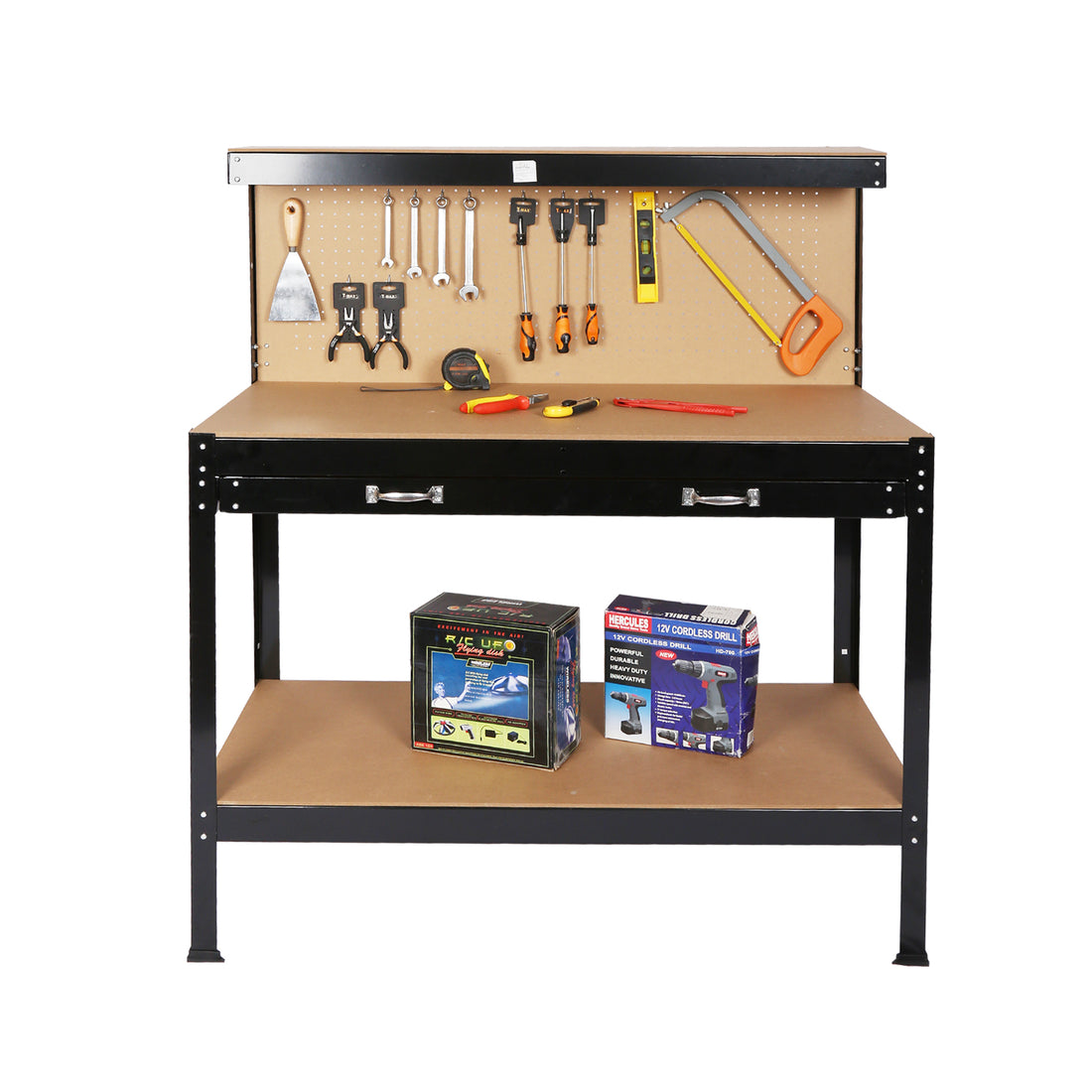 Wood Work Bench 115Cm Black Carbon Steel