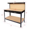 Steel Workbench Tool Storage Work Bench Workshop Tools Table W Drawer And Peg Board 63