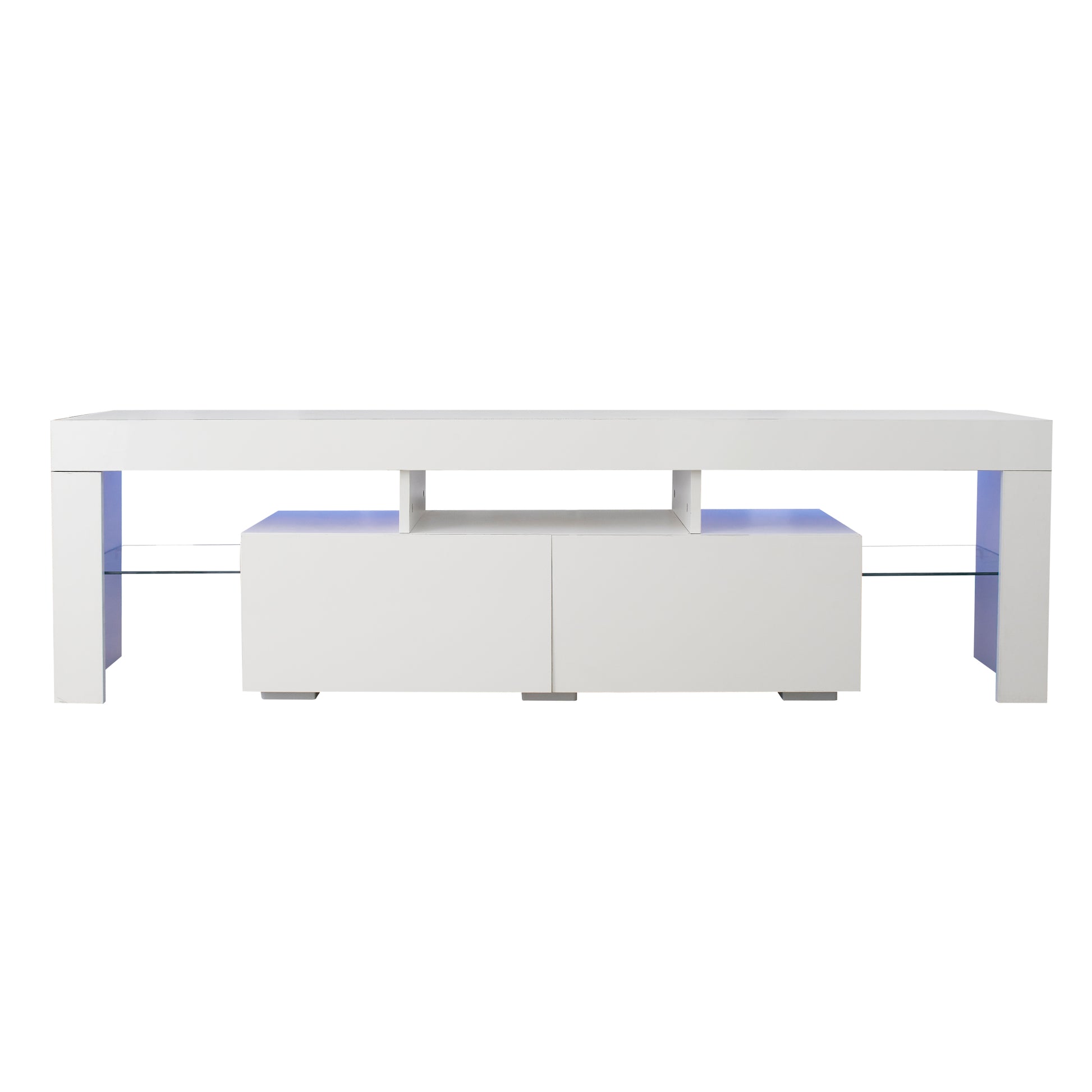 Modern White Tv Stand, 20 Colors Led Tv Stand W Remote Control Lights White 60 69 Inches Mdf