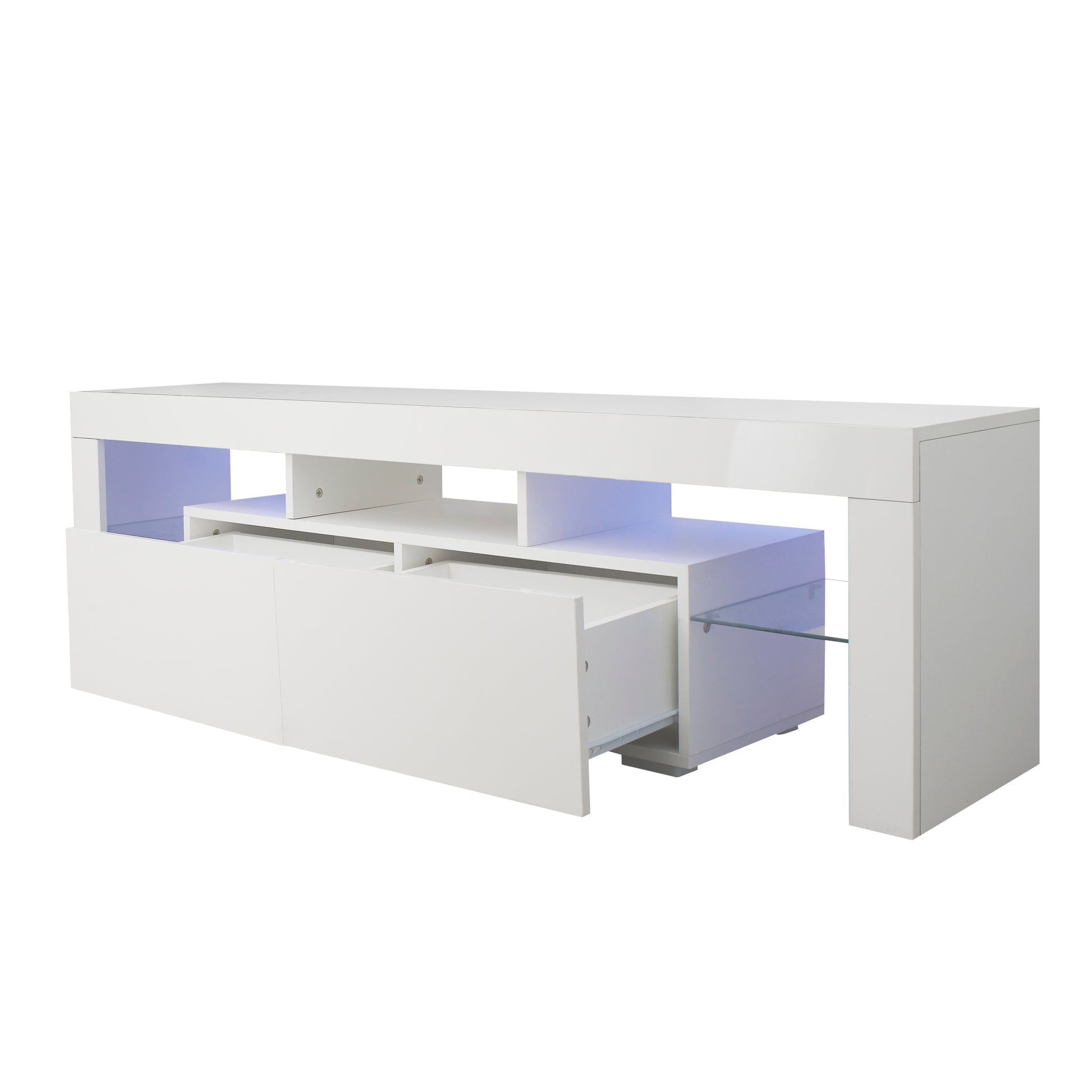 Modern White Tv Stand, 20 Colors Led Tv Stand W Remote Control Lights White 60 69 Inches Mdf