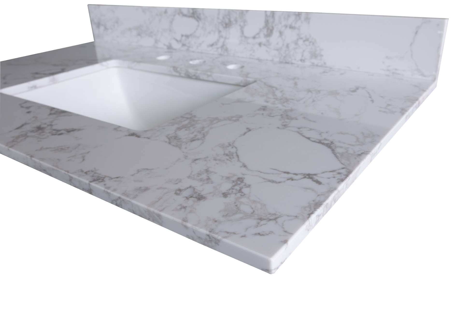 43" Carrara White Engineered Stone Vanity Top Backsplash White Stone