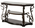 Sofa Table, Glass Table Top, Mdf W Marble Paper Middle Shelf, Powder Coat Finish Metal Legs. 54