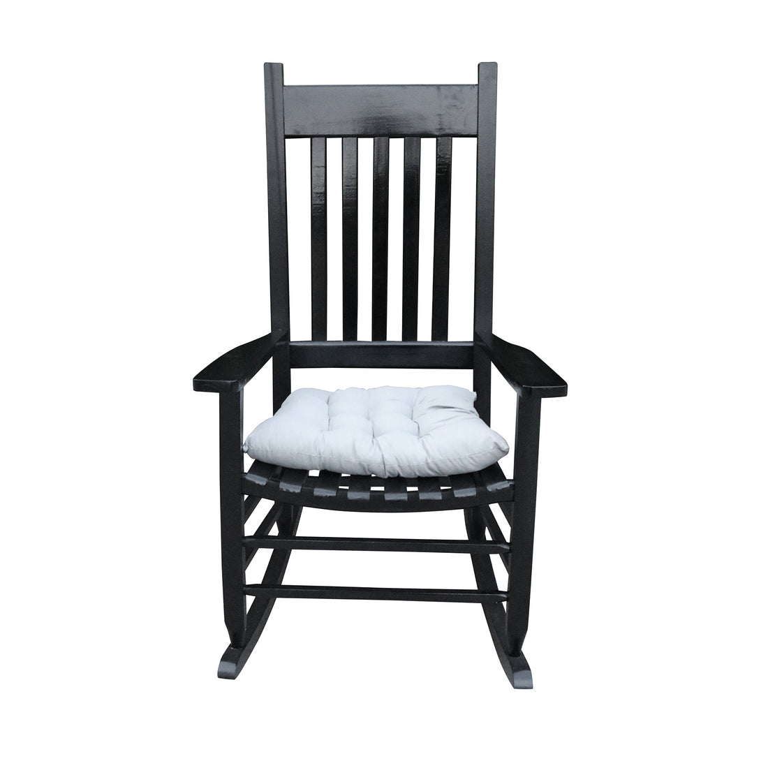 Wooden Porch Rocker Chair Black, Without Mat Black Solid Wood