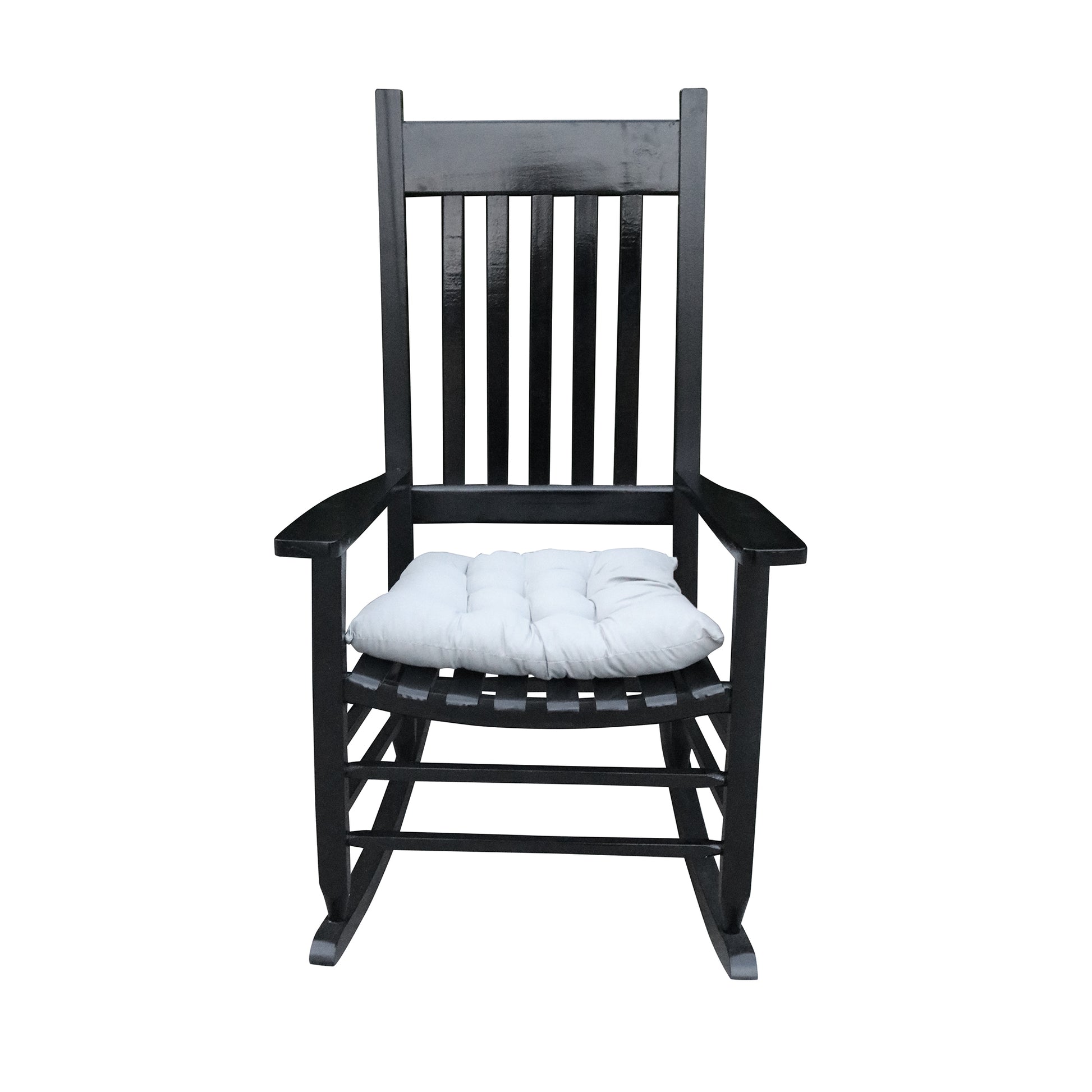 Wooden Porch Rocker Chair Black, Without Mat Black Solid Wood