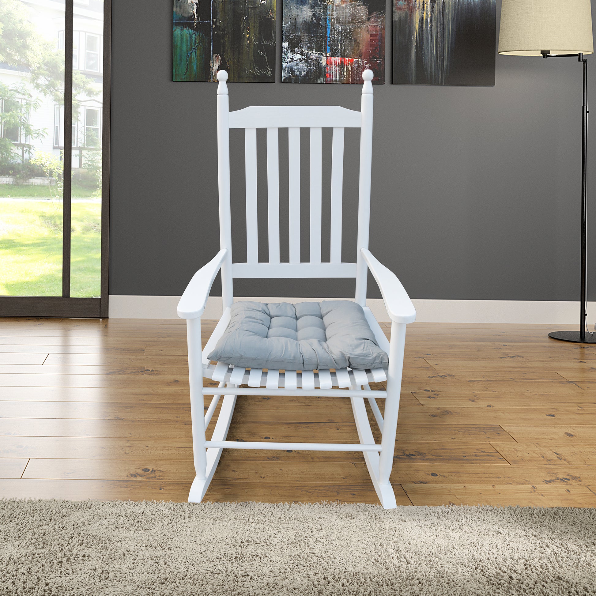 Wooden Porch Rocker Chair White, Without Mat White Solid Wood