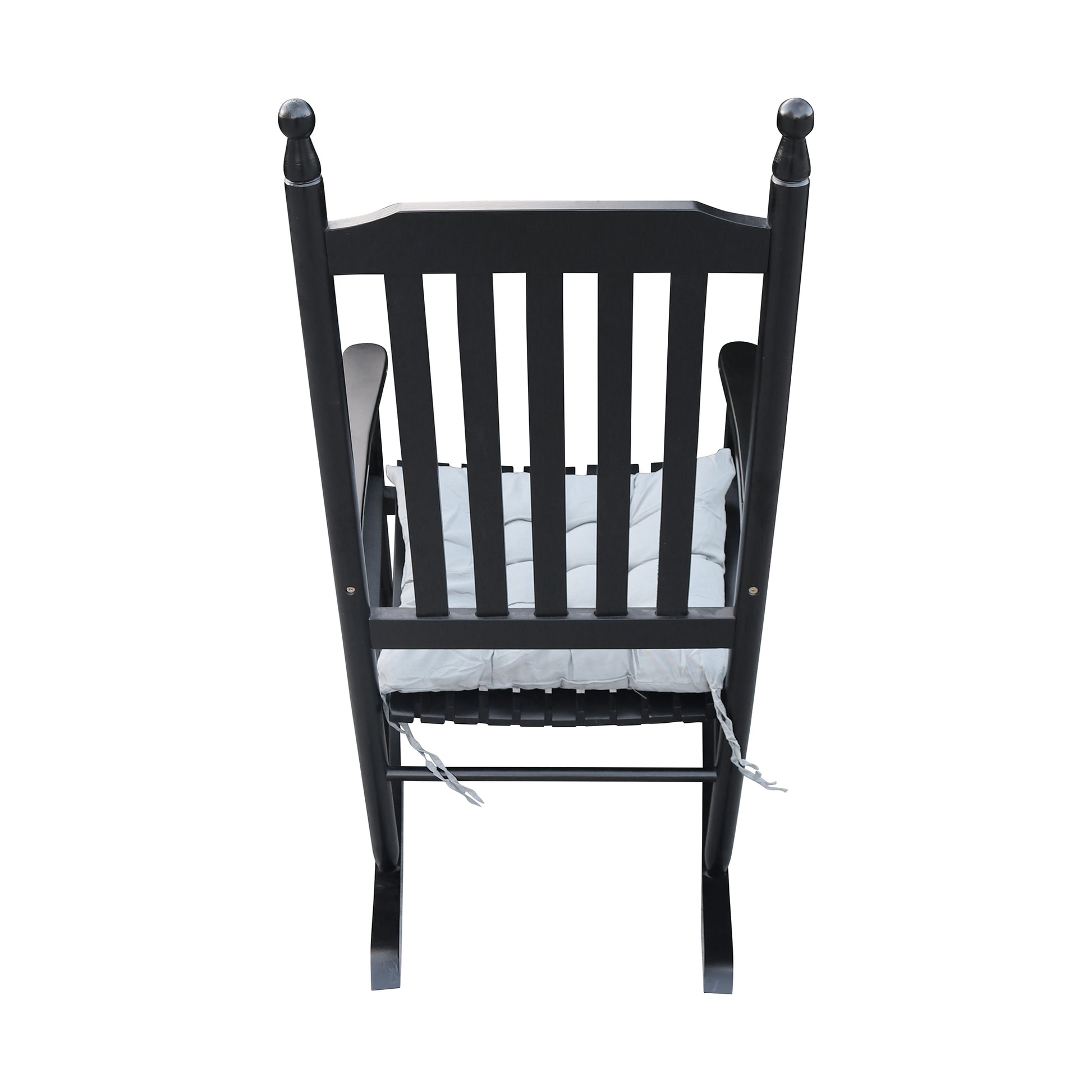 Wooden Porch Rocker Chair Black, Without Mat Black Solid Wood
