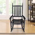 Wooden Porch Rocker Chair Black, Without Mat Black Solid Wood