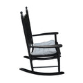 Wooden Porch Rocker Chair Black, Without Mat Black Solid Wood